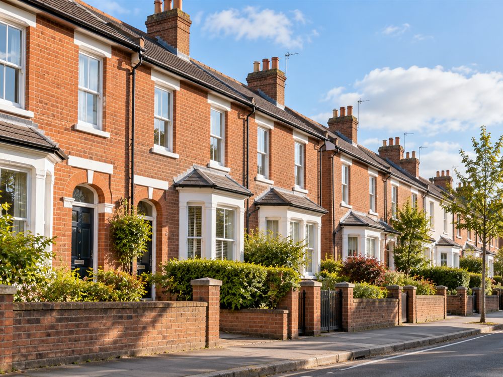 A row of UK terraced houses suggesting a rental property portfolio