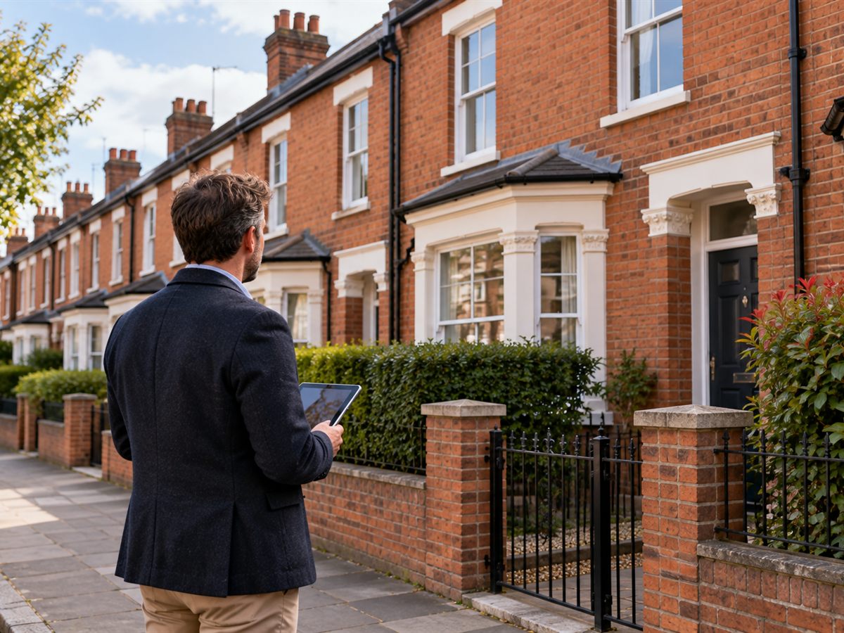 A street of UK terraced homes typical of a rental property portfolio